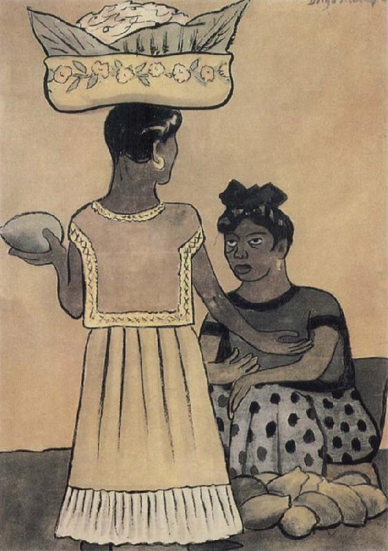 Diego Rivera Two Woman China oil painting art